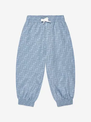 Fendi Boys Chambray FF Logo Joggers in Blue