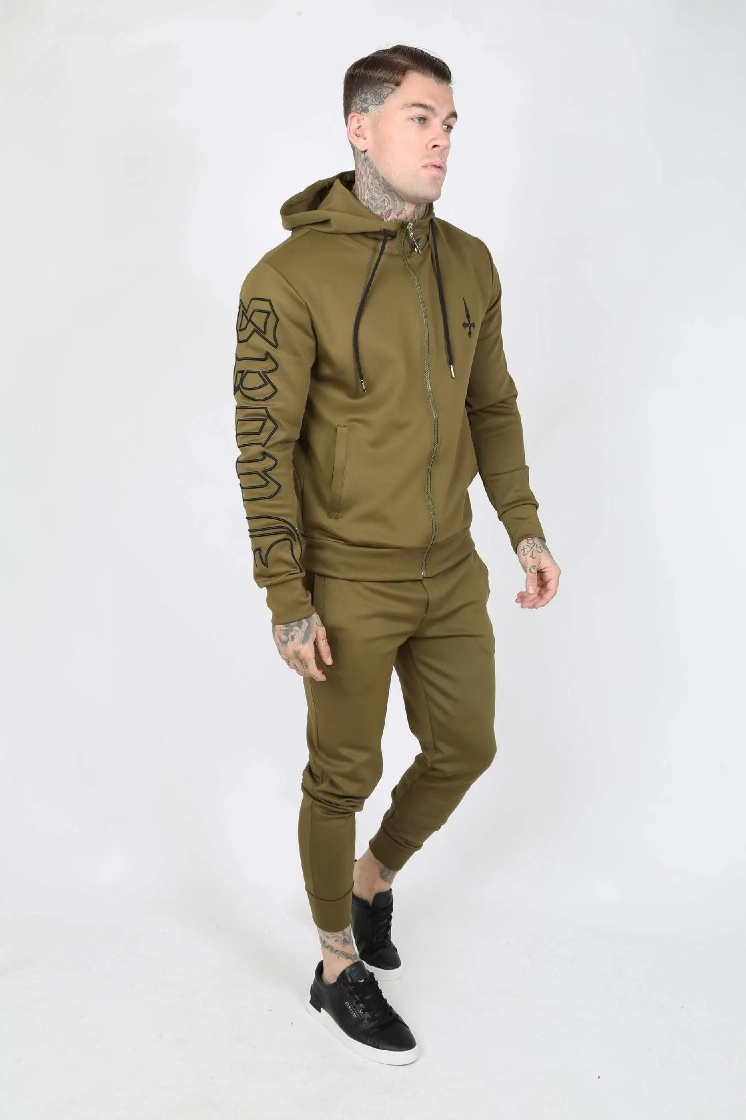 Slide Embroidery Scuba Men's Joggers - Khaki